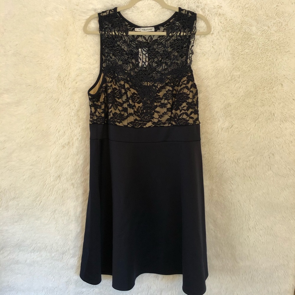 Navy Fit & Flare Lace Sleeveless Dress